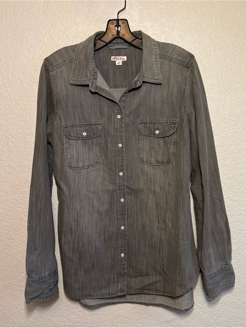 Merona Women's Gray Washed Button-Down Shirt